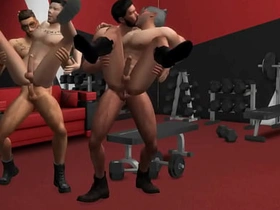 健壮模拟人生4 - 同志健身房淫乱高潮场景 cute gay porn asian